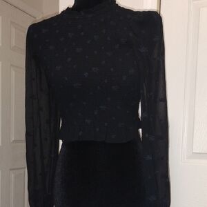 Black Sheer Long Sleeve Top